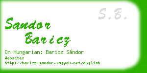 sandor baricz business card