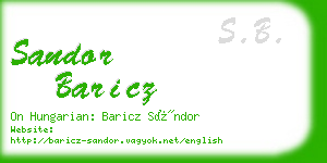 sandor baricz business card
